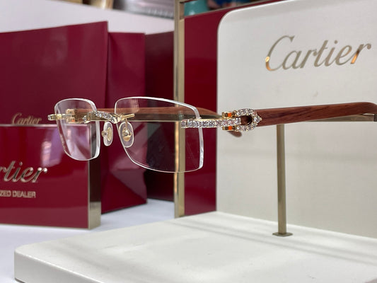 Glasses Wood Frame  + Diamonds